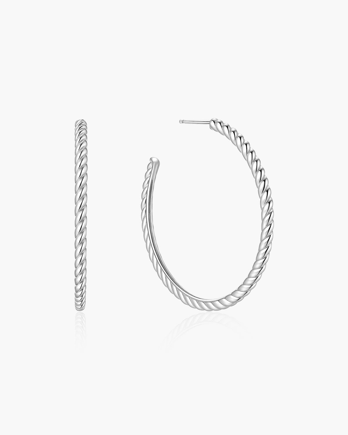 Silver Twisted Oversized Hoop Earrings