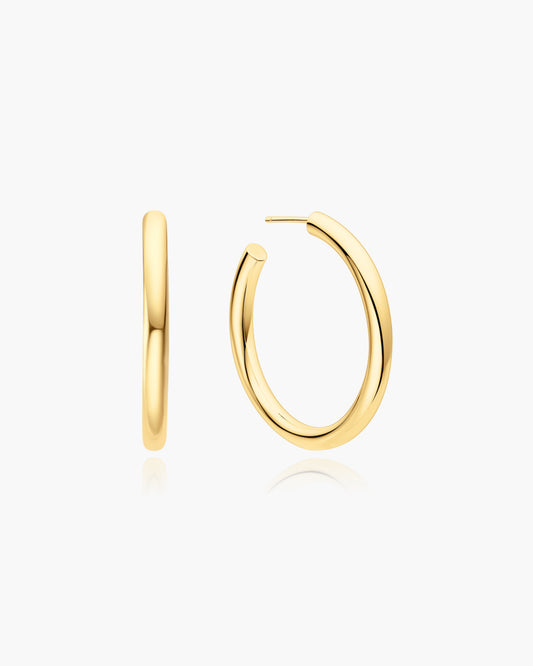 Gold Classic Tube Large Hoop Earrings