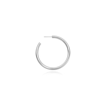 Silver Classic Tube Large Hoop Earrings