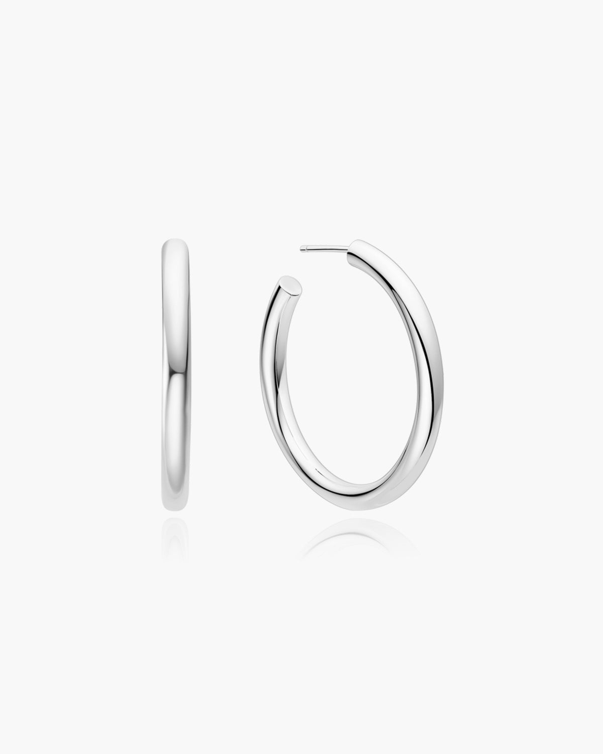 Silver Classic Tube Large Hoop Earrings
