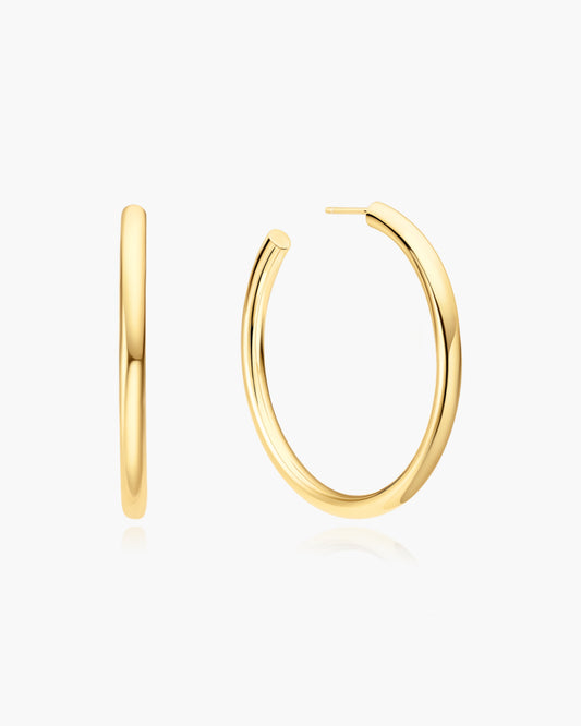 Gold Classic Tube Oversized Hoop Earrings
