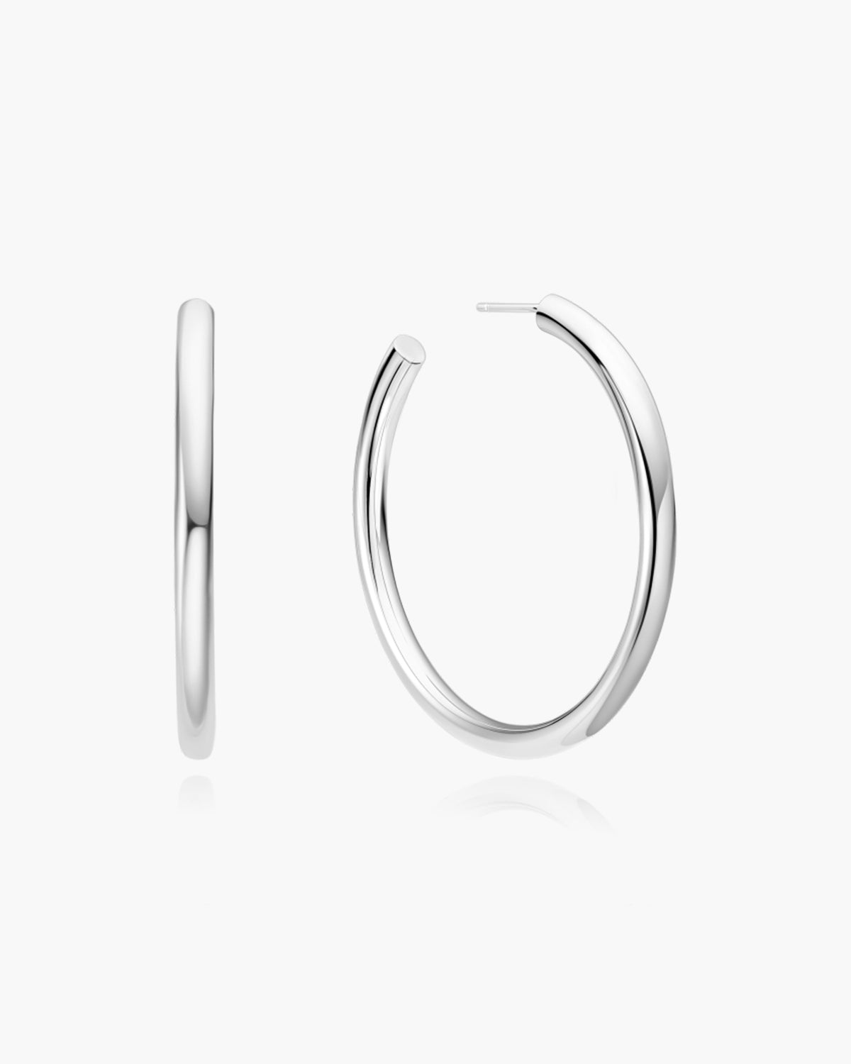 Silver Classic Tube Oversized Hoop Earrings