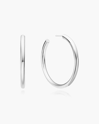 Silver Classic Tube Oversized Hoop Earrings