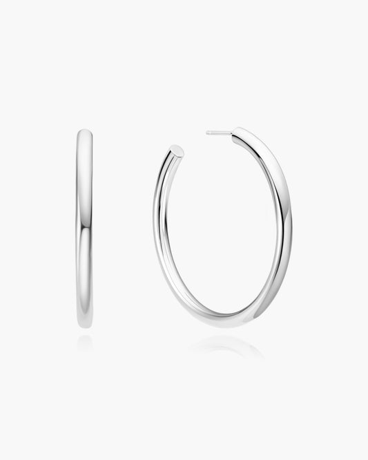 Silver Classic Tube Oversized Hoop Earrings