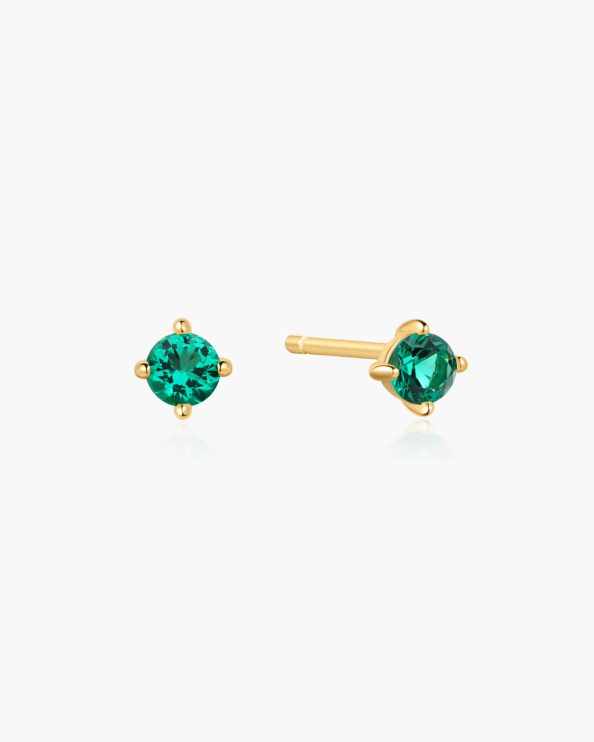 Gold Green Stud Earrings