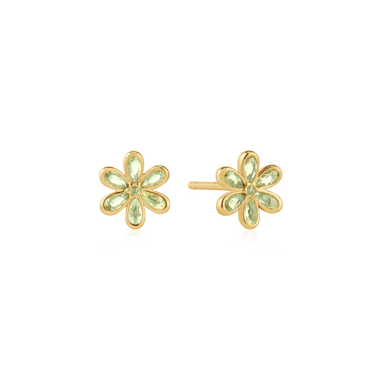 Gold Floral Tassel Drop Stud Earrings