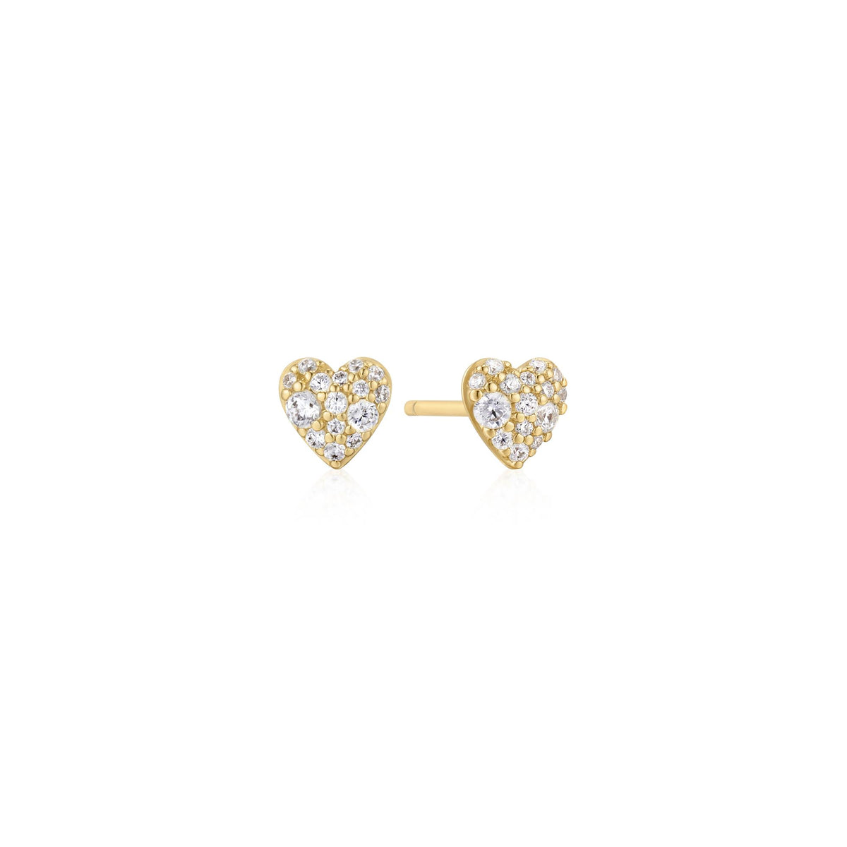 Gold Pavé Heart Stud Earrings