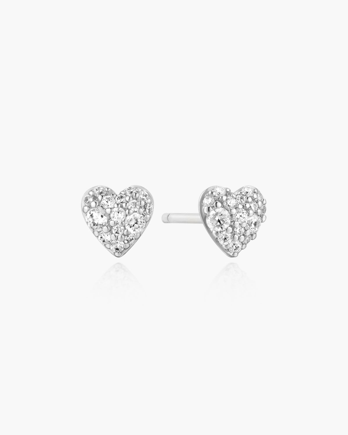 Silver Pavé Heart Stud Earrings