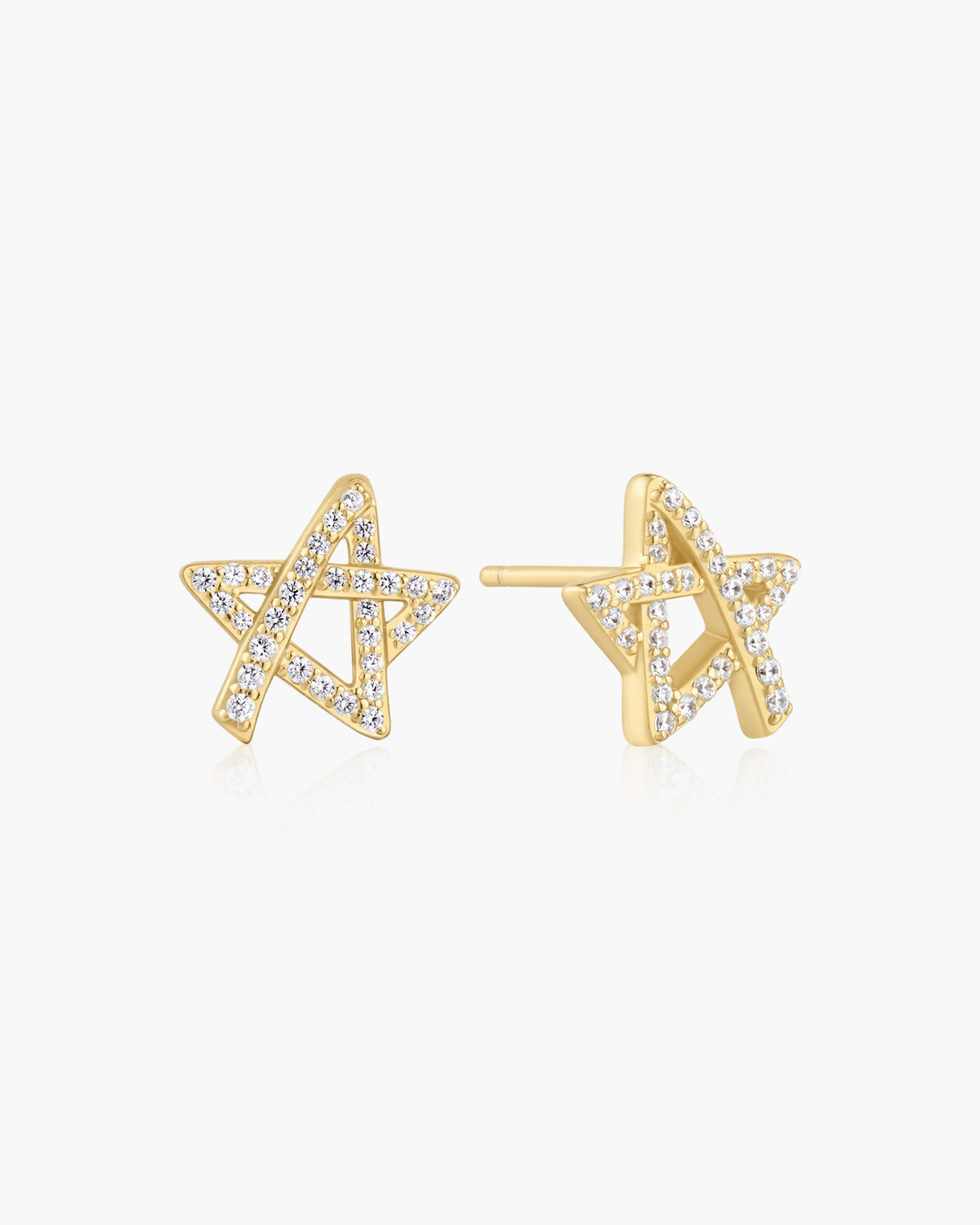 Gold Asymmetric Five-Point Star Stud Earrings