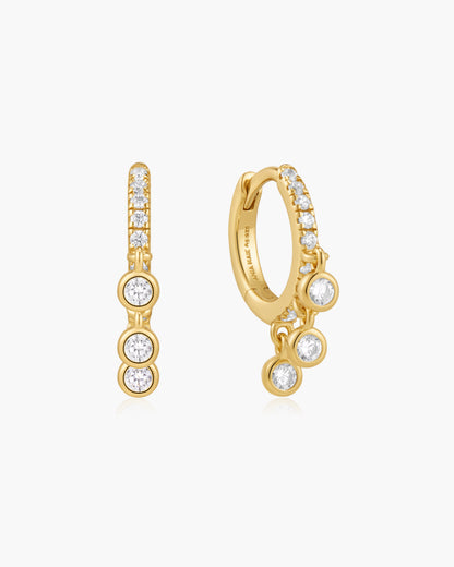 Gold Trio-Drop Huggie Hoop Earrings