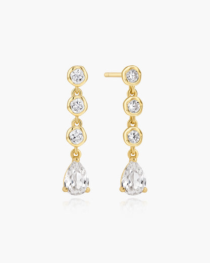 Gold Molten Cascade Bezel-Set Teardrop Stud Earrings