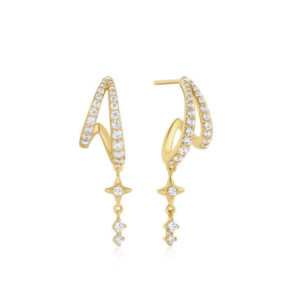 Gold Star Drop Stud Earrings