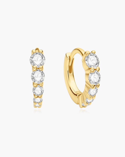Gold Graduated Sparkle Huggie Hoop Earrings
