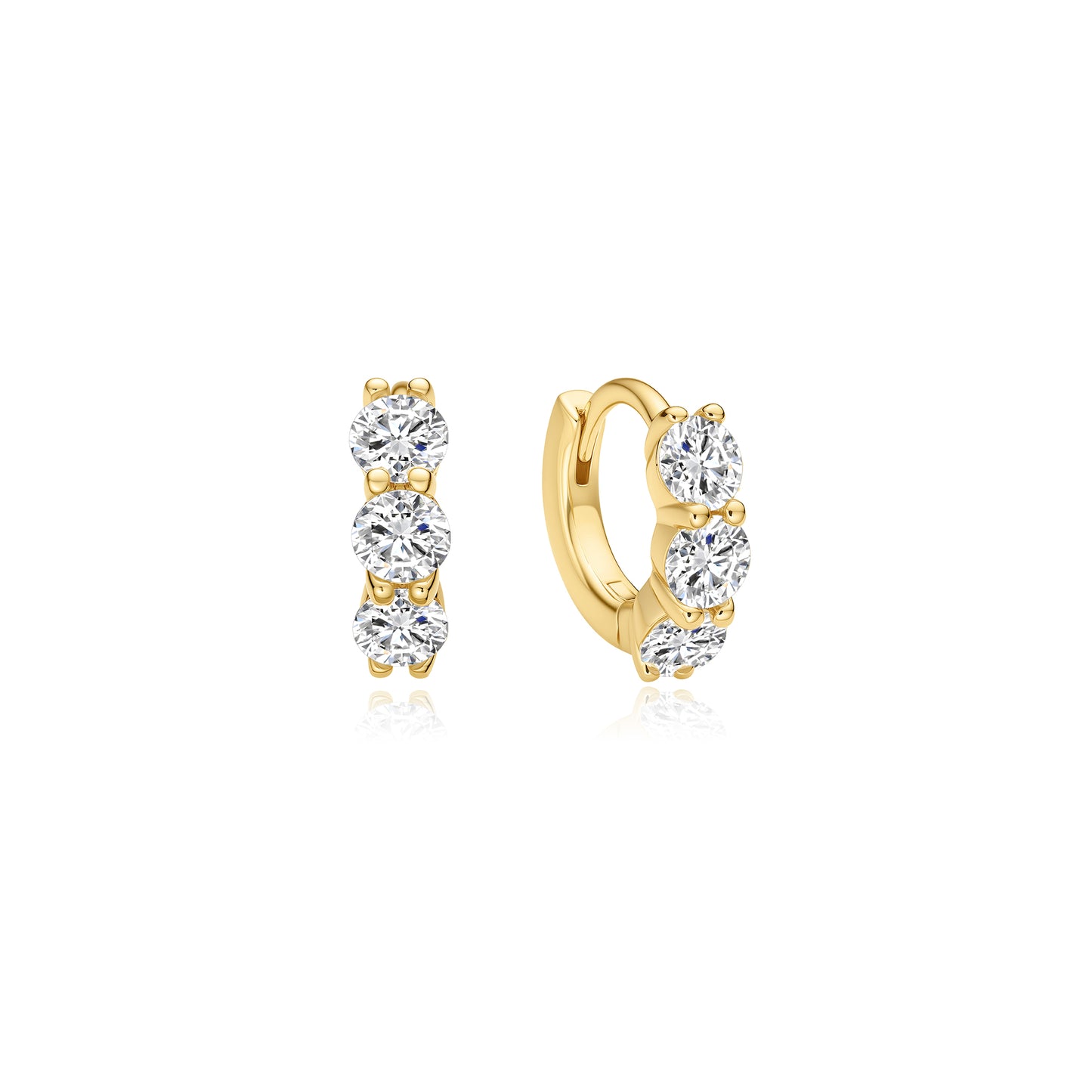 Gold Trio Sparkle Huggie Hoop Earrings