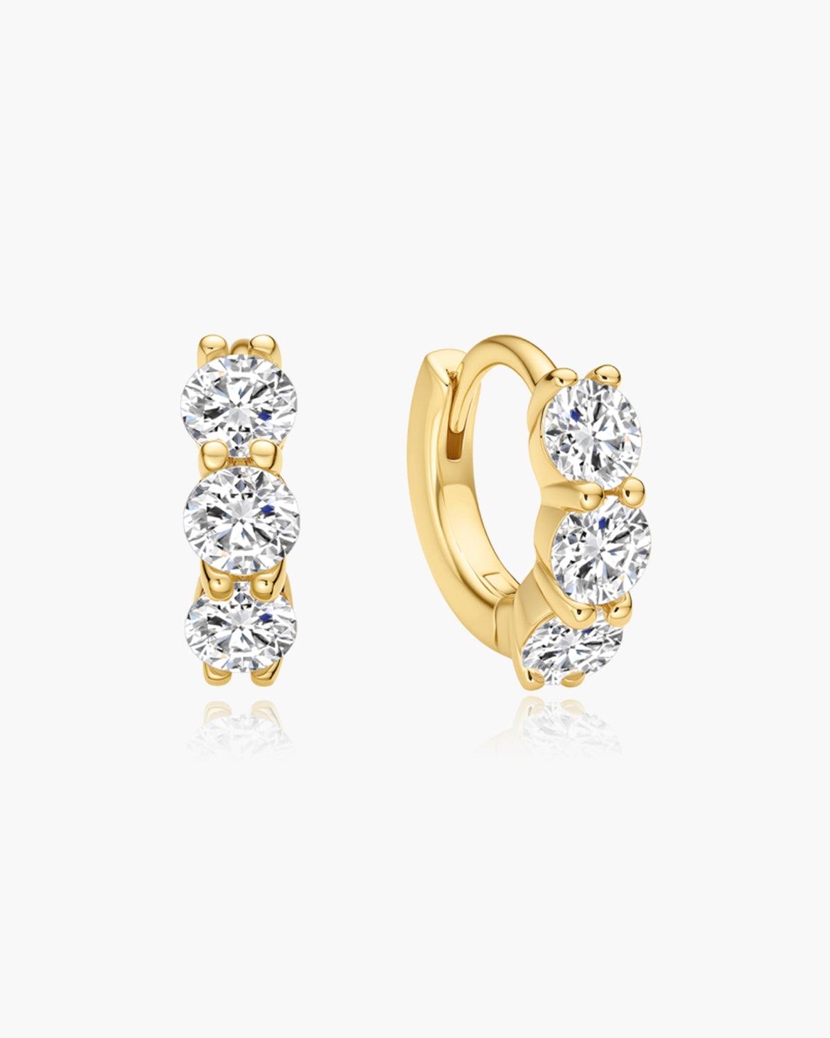 Gold Trio Sparkle Huggie Hoop Earrings