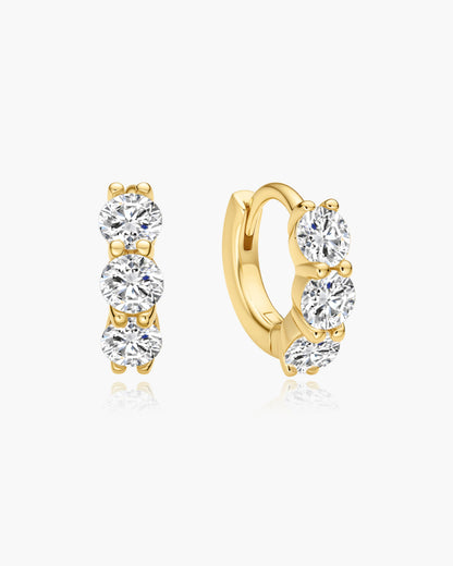 Gold Trio Sparkle Huggie Hoop Earrings