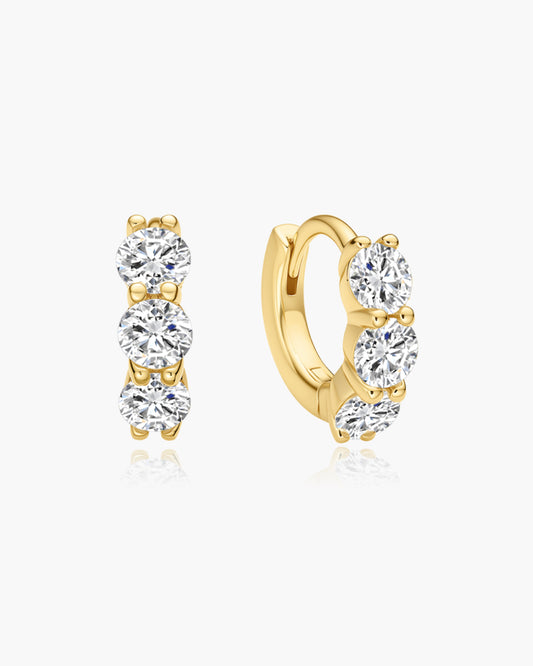 Gold Trio Sparkle Huggie Hoop Earrings