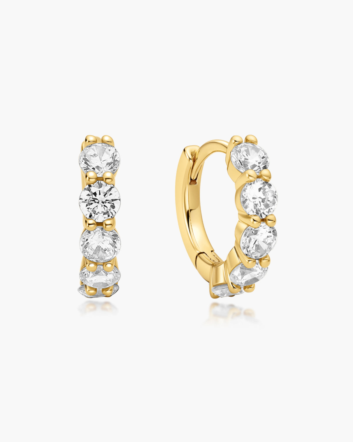 Gold Quintet Sparkle Huggie Hoop Earrings
