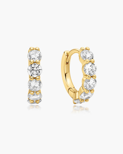 Gold Quintet Sparkle Huggie Hoop Earrings