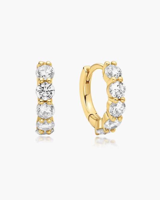 Gold Quintet Sparkle Huggie Hoop Earrings