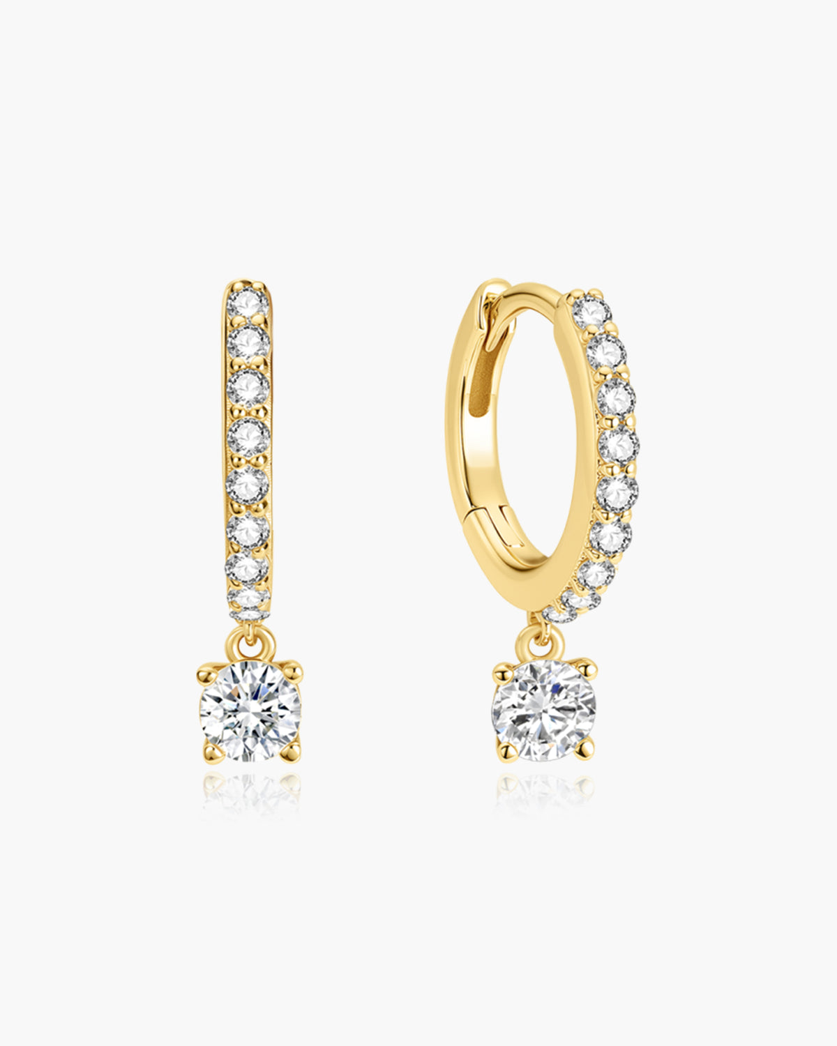 Gold Dangling Sparkle Huggie Hoop Earrings
