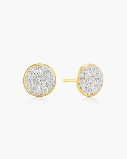 Gold Pavé Disc Stud Earrings