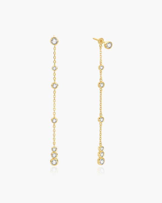 Gold Cascade Station Drop Stud Earrings