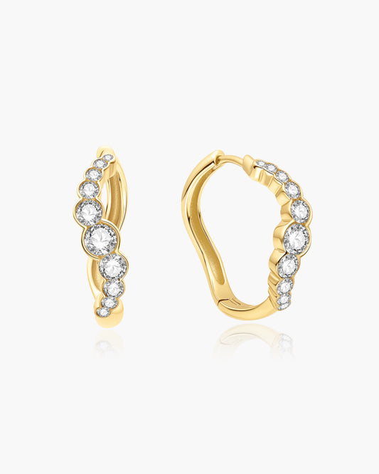 Gold Sparkling Tide Huggie Hoop Earrings