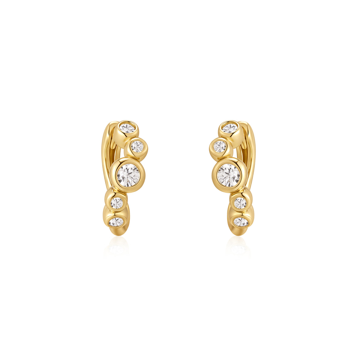 Gold Small Sparkling Tide Huggie Hoop Earrings