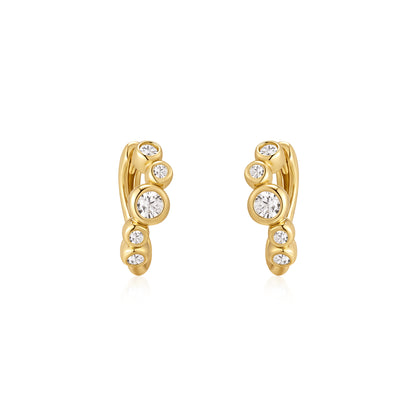 Gold Small Sparkling Tide Huggie Hoop Earrings