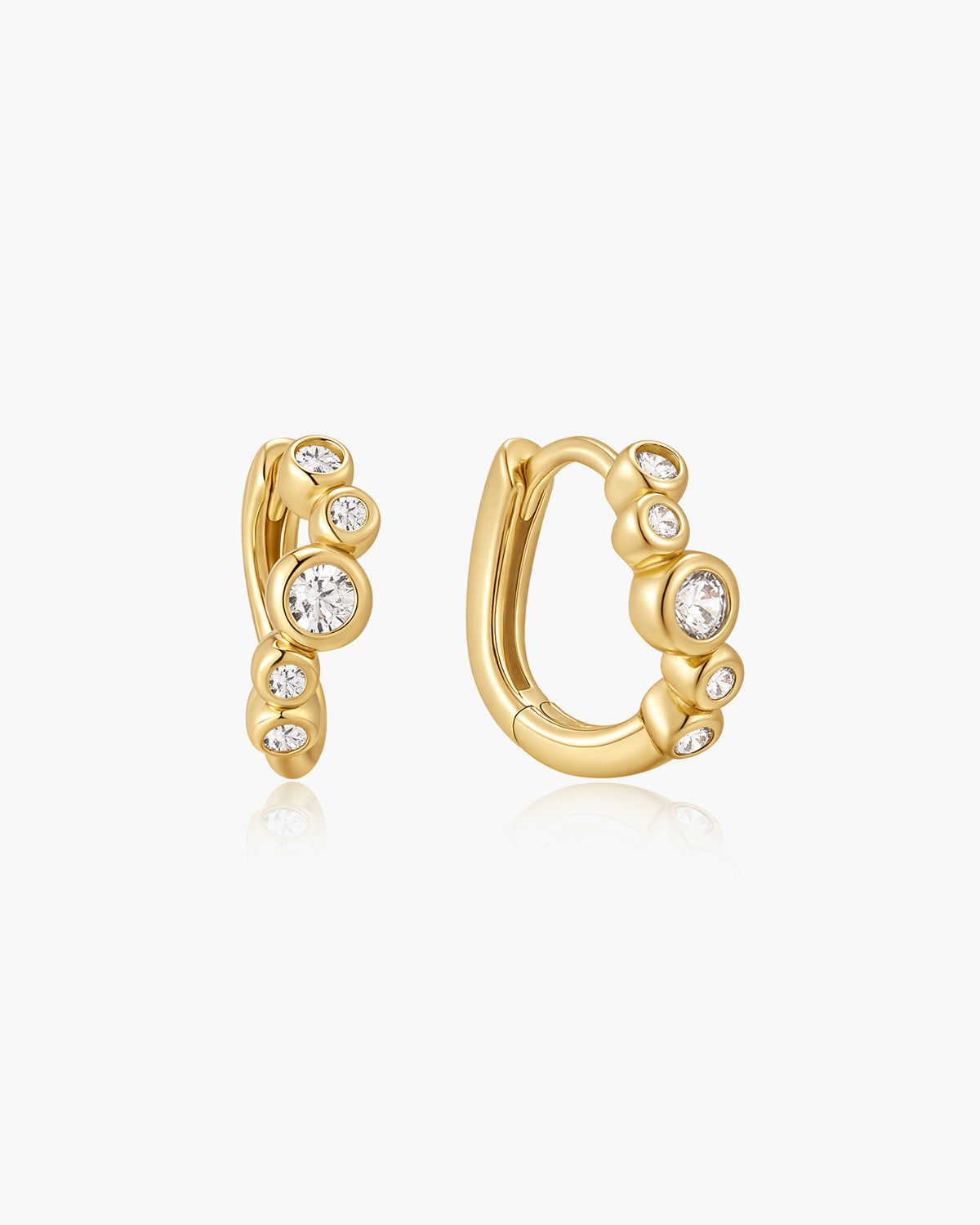 Gold Small Sparkling Tide Huggie Hoop Earrings