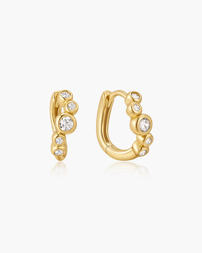 Gold Small Sparkling Tide Huggie Hoop Earrings