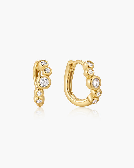 Gold Small Sparkling Tide Huggie Hoop Earrings