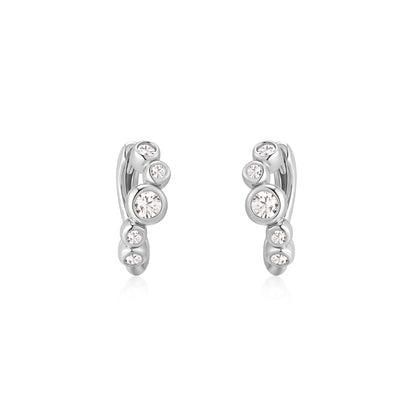Silver Small Sparkling Tide Huggie Hoop Earrings