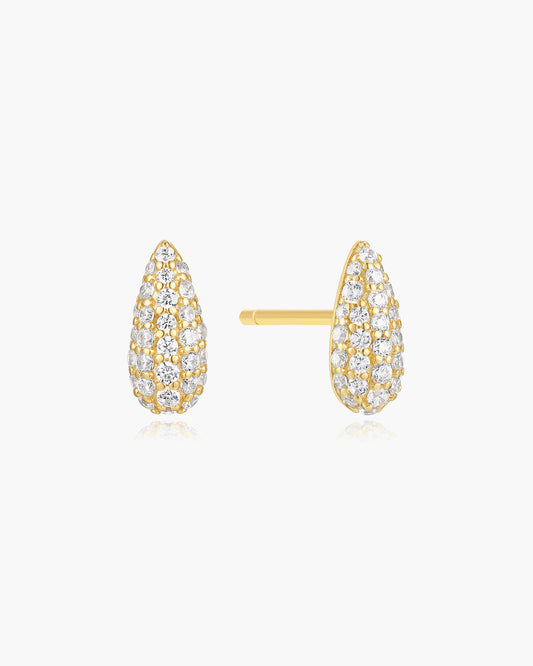 Gold Pavé Dome Stud Earrings
