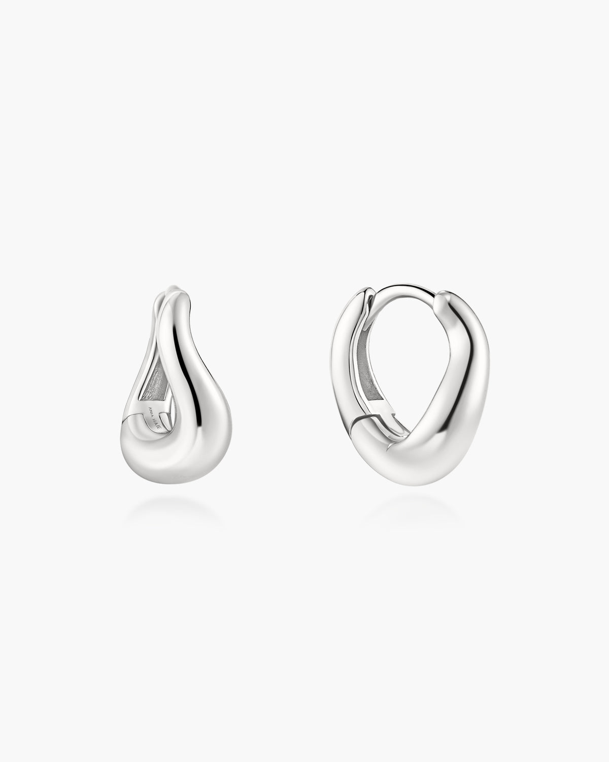 Silver Wave Huggie Hoop Earrings