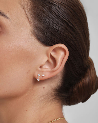 Gold Teardrop & Round Stud Earrings