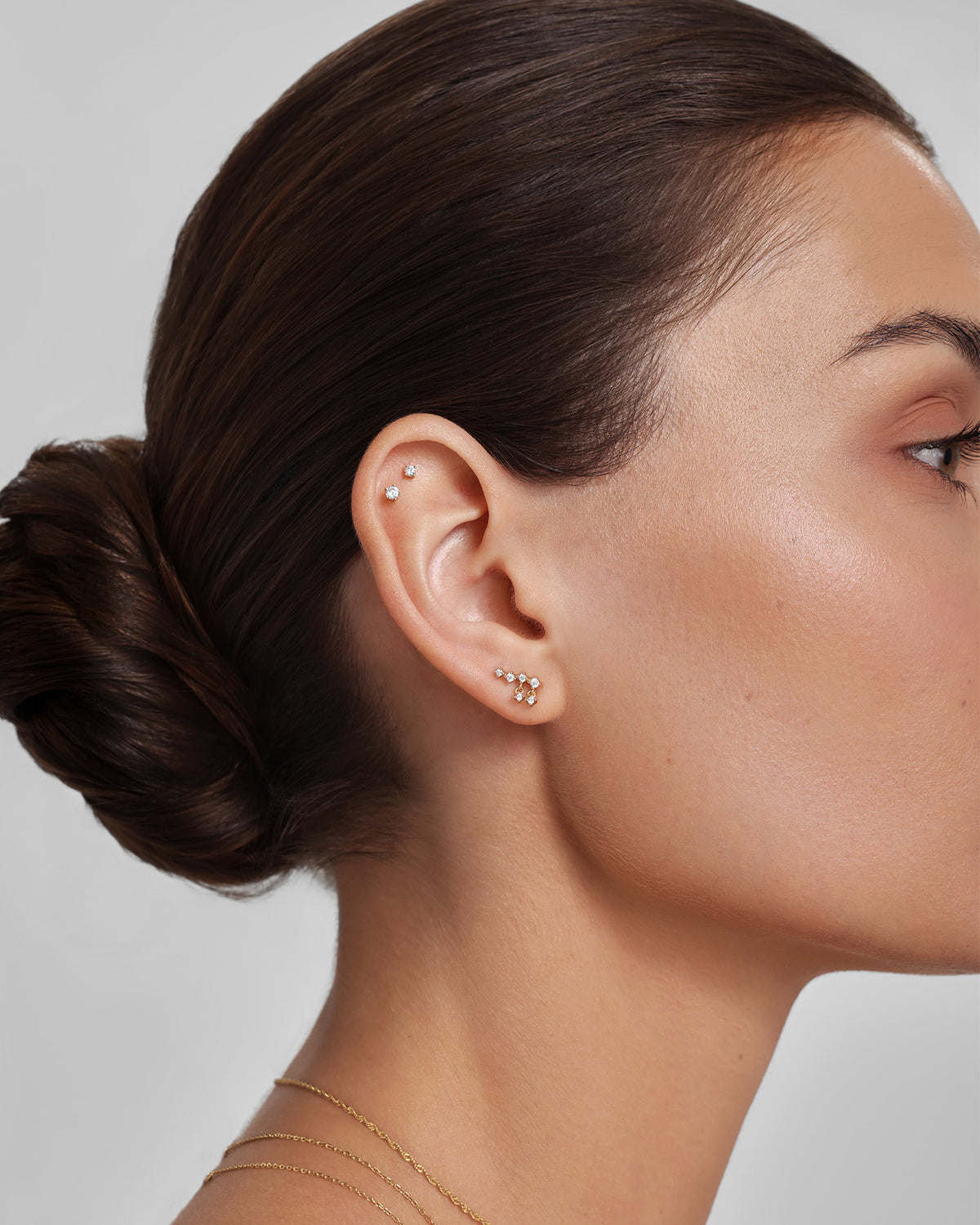 Gold Cascade Stud Earrings