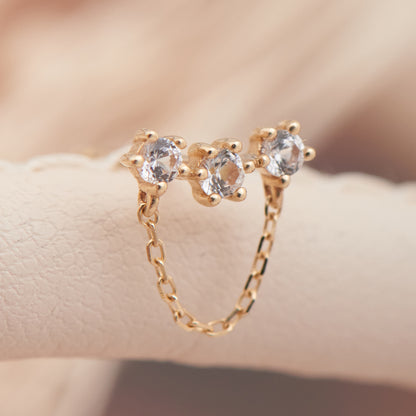 14kt Gold White Sapphire Climber Single Stud Earring