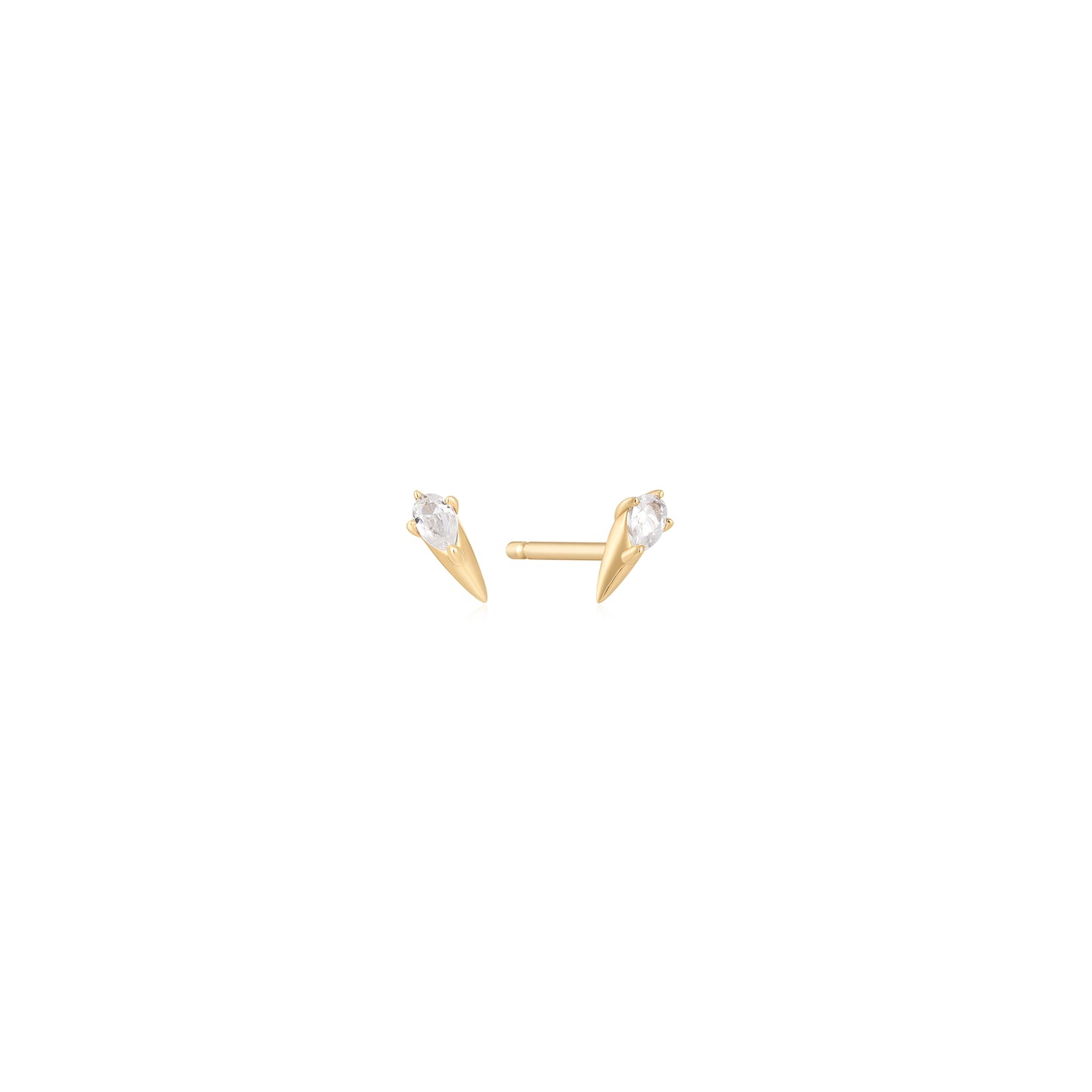 14kt Gold White Sapphire Spike Stud Earrings