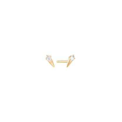 14kt Gold White Sapphire Spike Stud Earrings