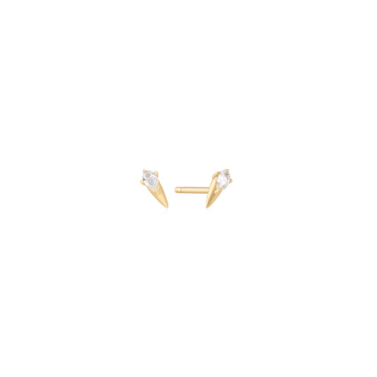 14kt Gold White Sapphire Spike Stud Earrings
