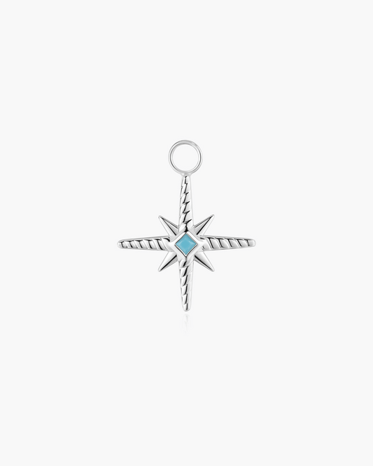 Silver Turquoise and Cubic Ziconia Star Earring Charm