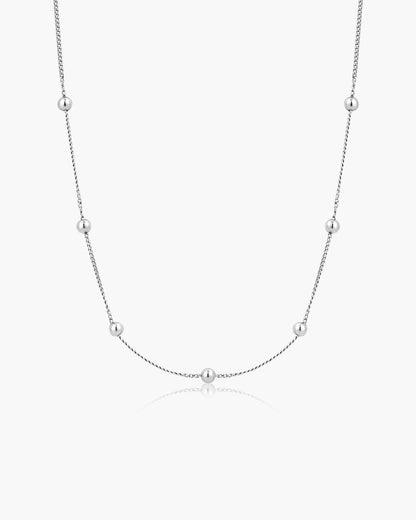 Silver Modern Beaded Necklace