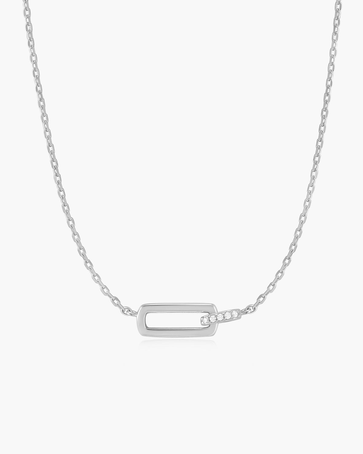 Silver Glam Interlock Necklace