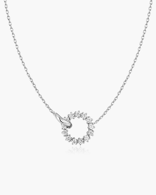 Silver Interlinked Circles Pavé Necklace