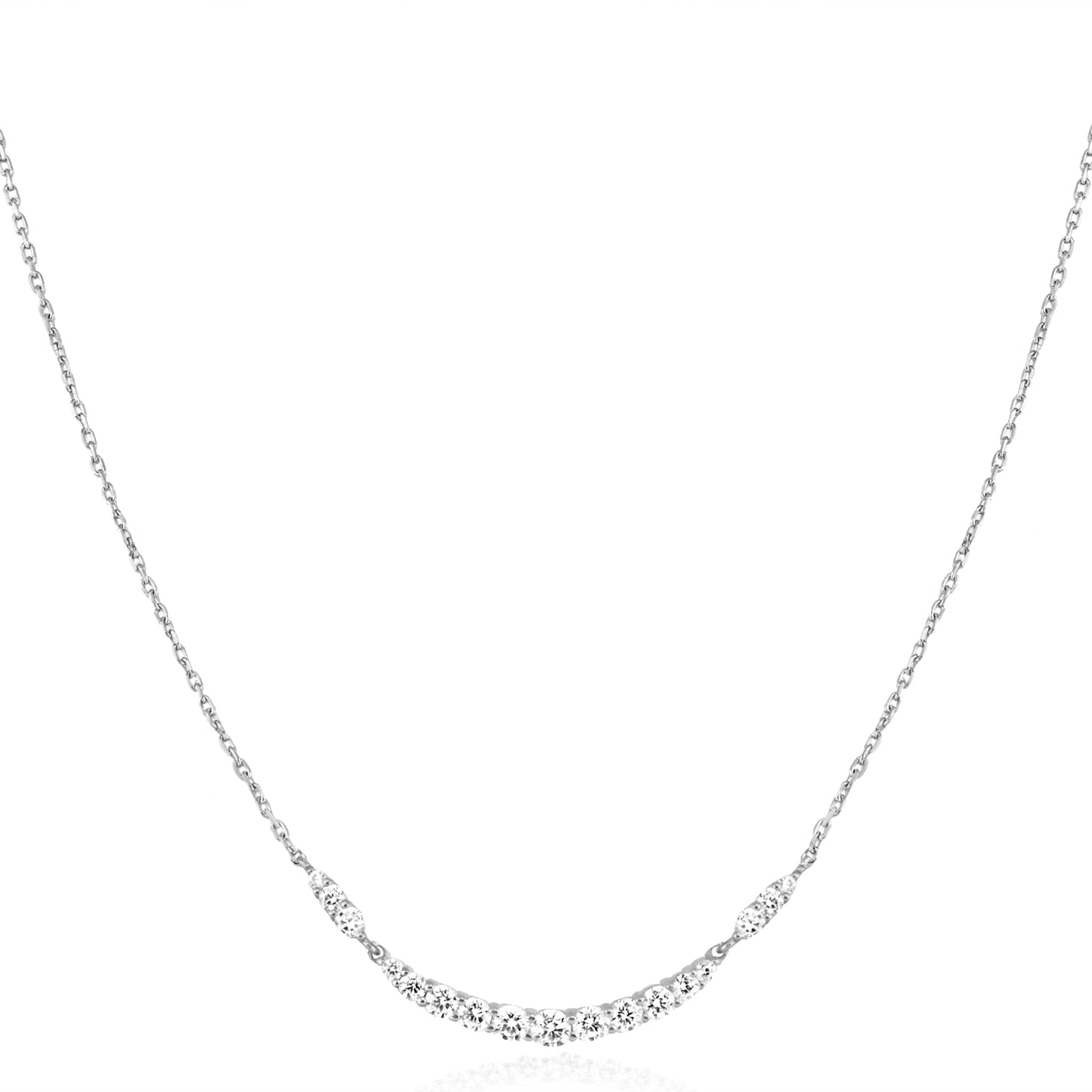 Silver Arc Pavé Necklace