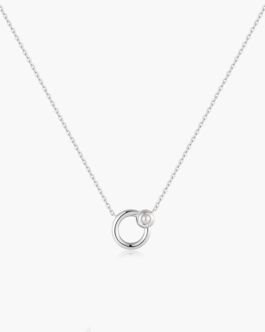 Silver Hoop Freshwater Pearl Necklace