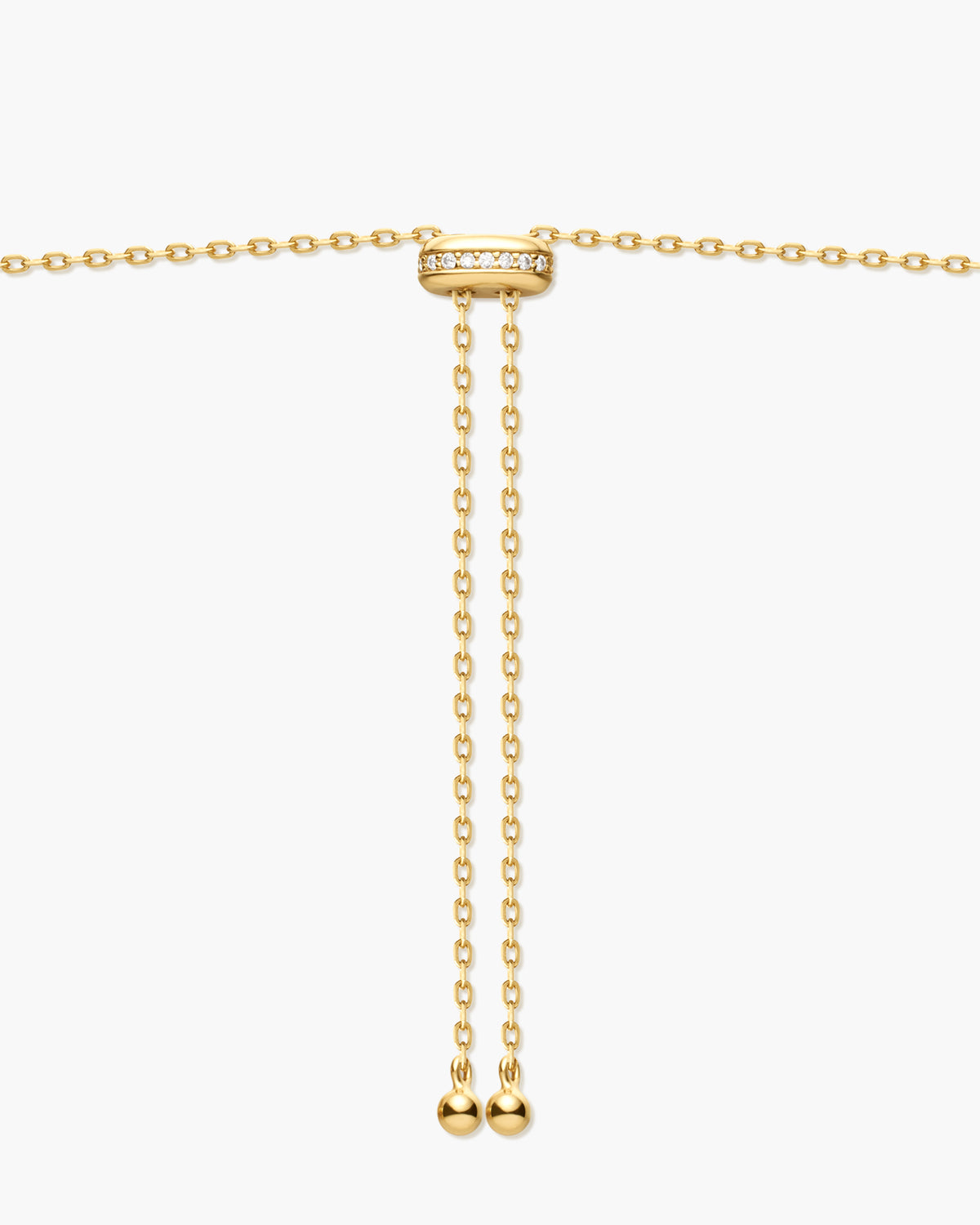 Gold Freshwater Pearl and White Cubic Zirconia Bezel Set Slider Necklace