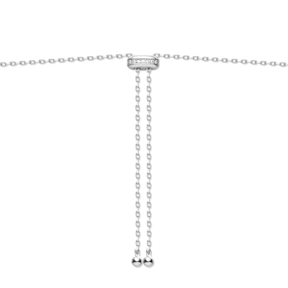 Silver Freshwater Pearl and White Cubic Zirconia Bezel Set Slider Necklace